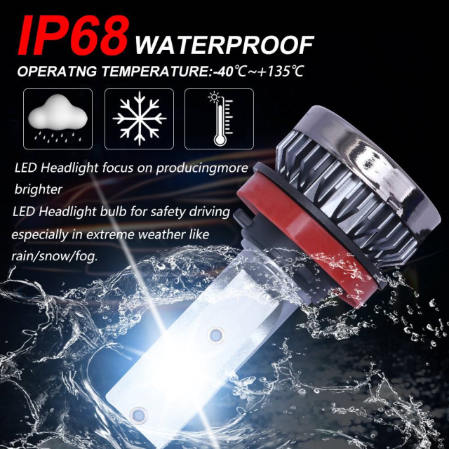 2xMini H11 H8 H9 1100W 22000LM LED Headlight Bulbs Lamp Low Beam 6000K Headlamp