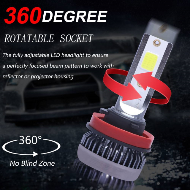 2xMini H11 H8 H9 1100W 22000LM LED Headlight Bulbs Lamp Low Beam 6000K Headlamp