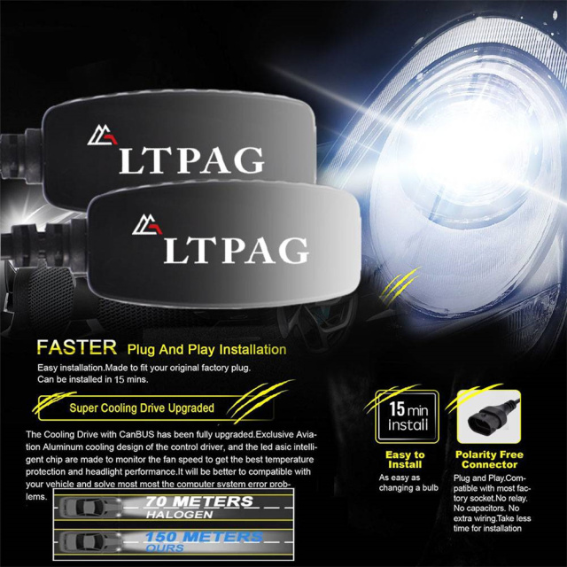 2x H11/H9/H8 White 60W High Power Car LED Headlight Bulbs Light Driving Bulb