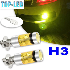 H3 3000K Yellow 100W LED Fog Lights Headlight Kit Driving Bulbs DRL High Power