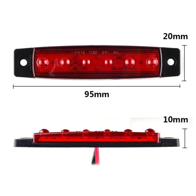 5PCS 3.8inch 6 LED Car Warning Light Red Light