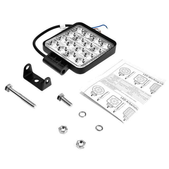 Square 48W LED Work Light 12V 24V Off Road Flood Spot Lamp For Car Truck SUV