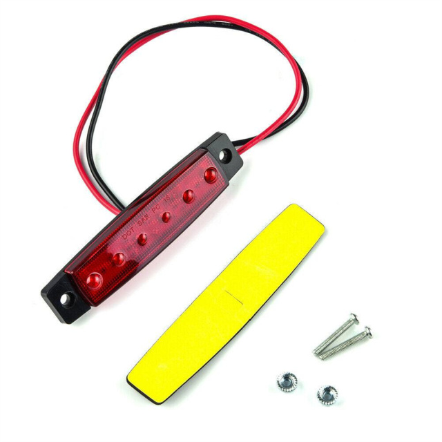 5PCS 3.8inch 6 LED Car Warning Light Red Light