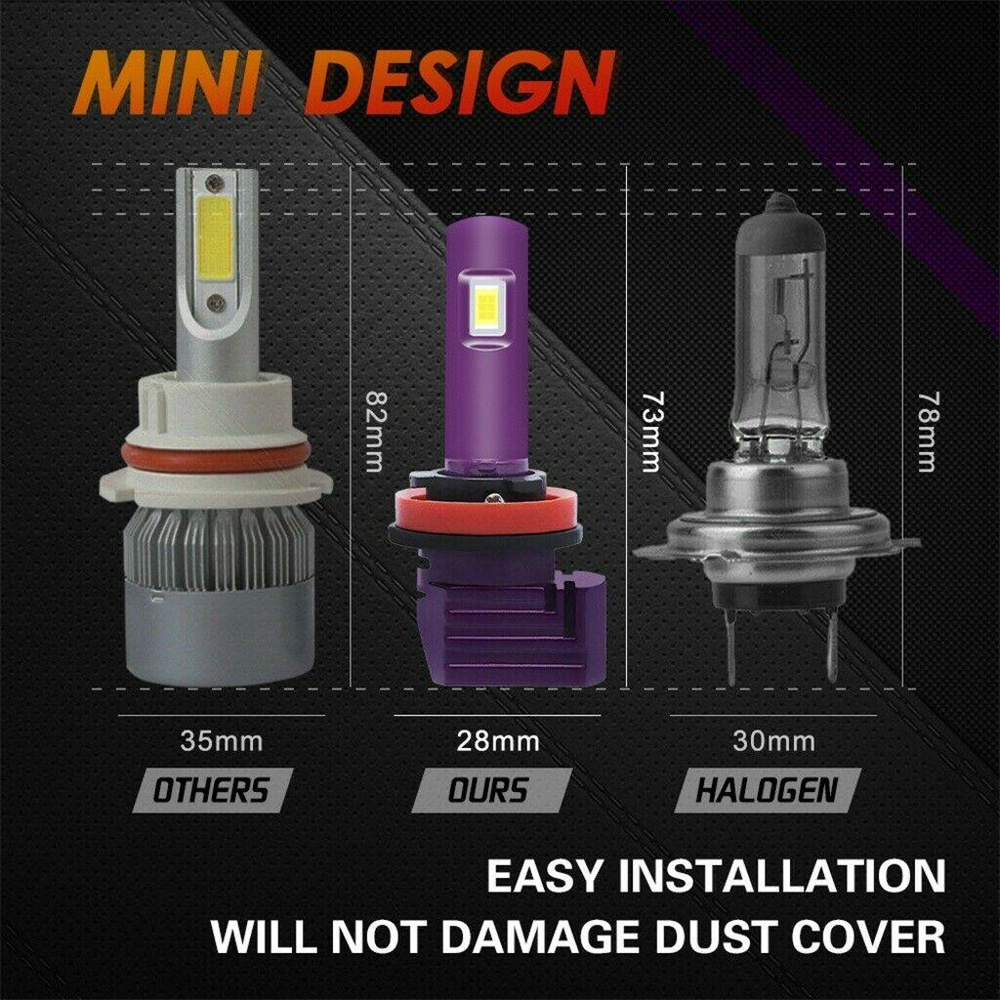 2x H11 H8 H9 XHL LED Headlight Kit Fog Light High/ Low Beam Bulbs Kit White