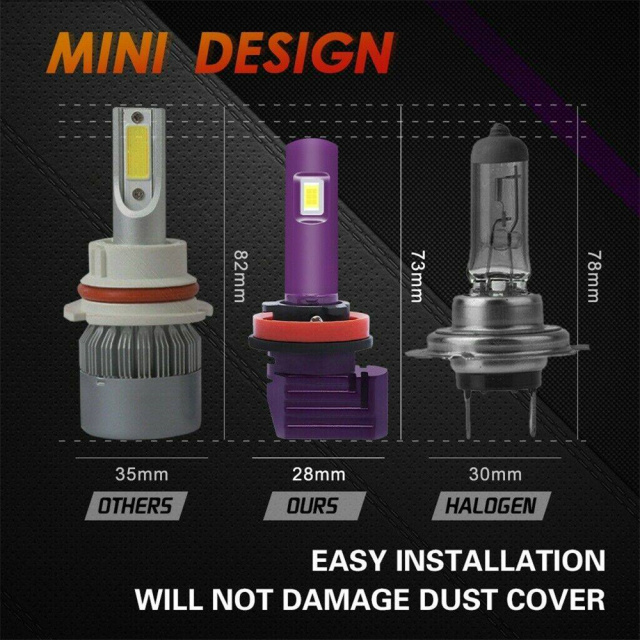 2x H11 H8 H9 XHL LED Headlight Kit Fog Light High/ Low Beam Bulbs Kit White