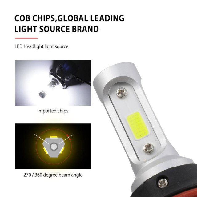 2 PCS 9007 LED Headlight Bulb COB Lntegrated LED Car Headlights Pure White