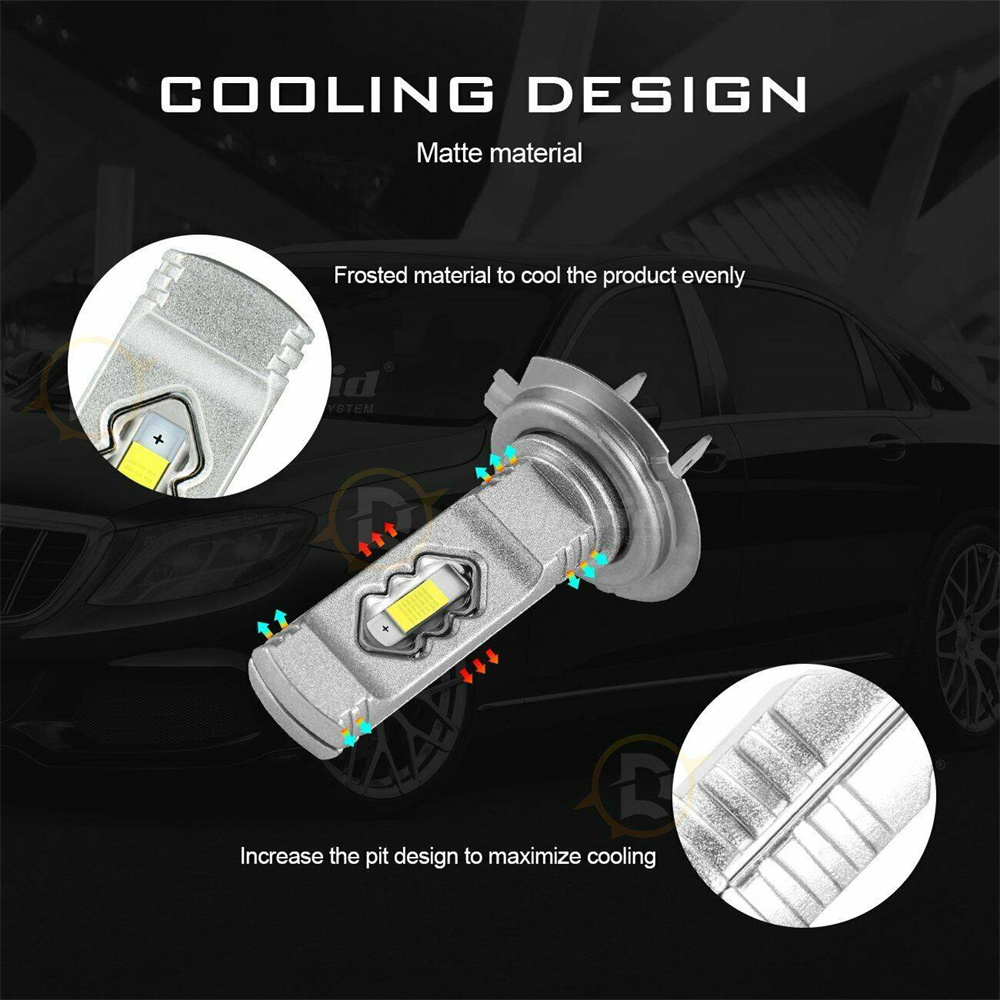 2X H7 LED Headlight Bulb Conversion Kit High Low Beam 3000K Yellow 20000LM