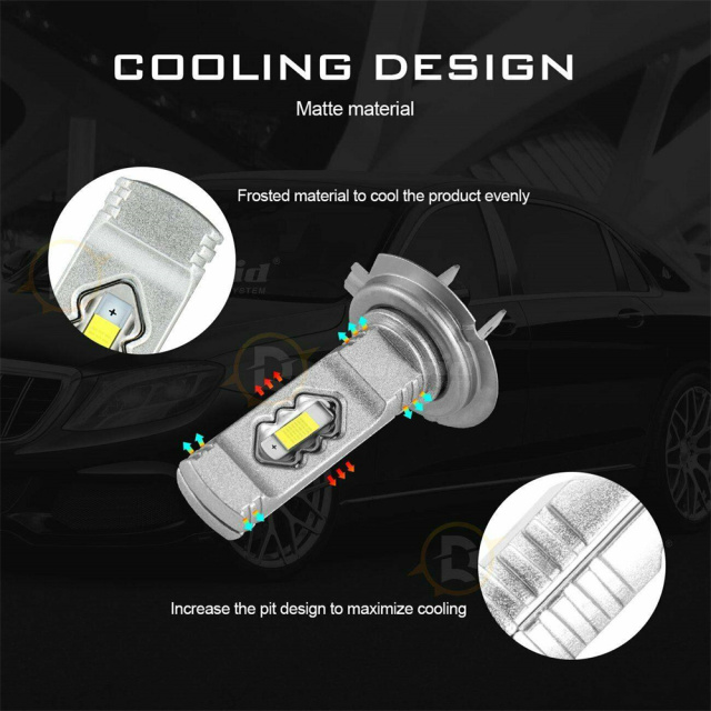 2X H7 LED Headlight Bulb Conversion Kit High Low Beam 3000K Yellow 20000LM