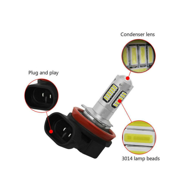 2X H11 LED Fog light H8 H9 H16 Kit 4000LM Driving Bulb High Power 6000K White