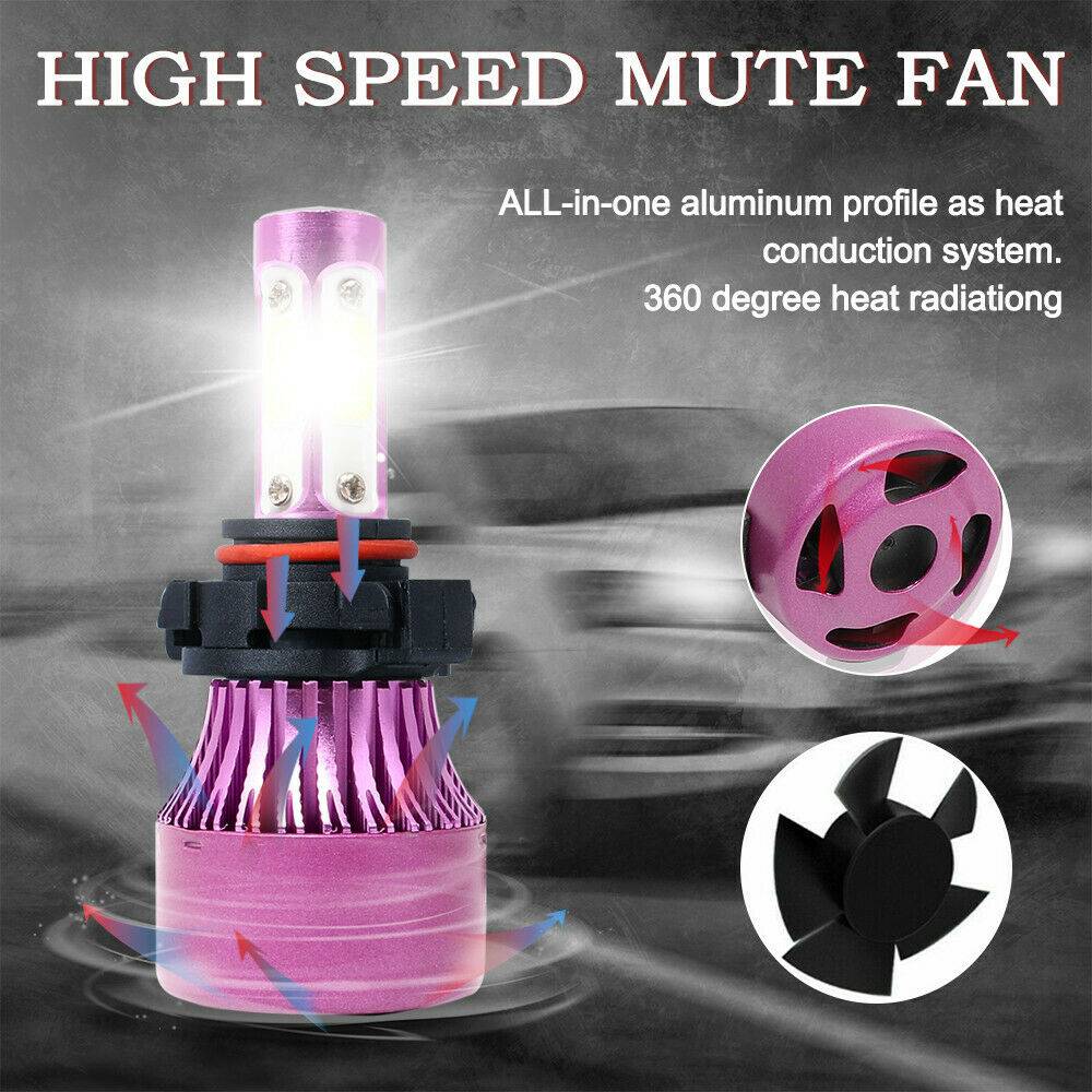 2PCS 4 Sides LED Headlight 5202 Fog Light Hi/Lo Beams 6000K Bulbs