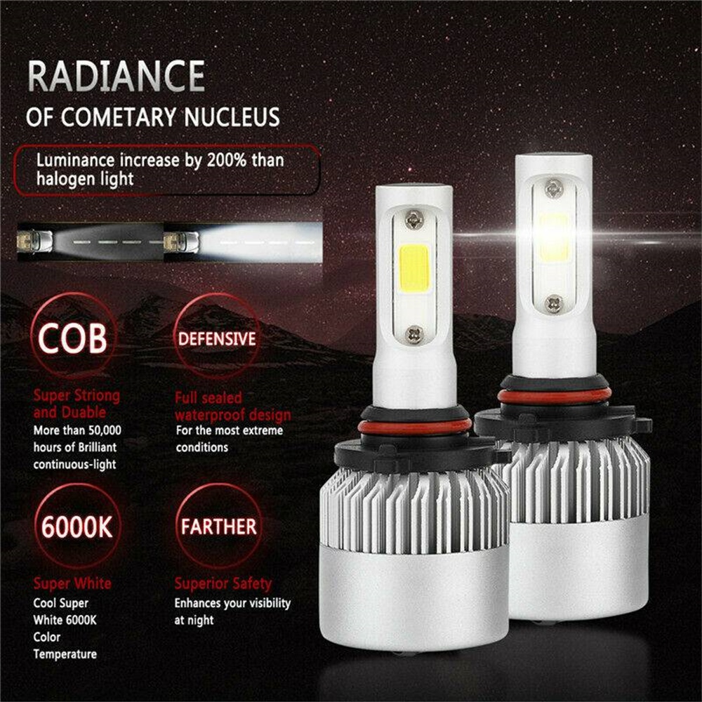 4PCS Combo 9005 H11 LED Headlight Bulb High Low Beam 6000K White Conversion Kit
