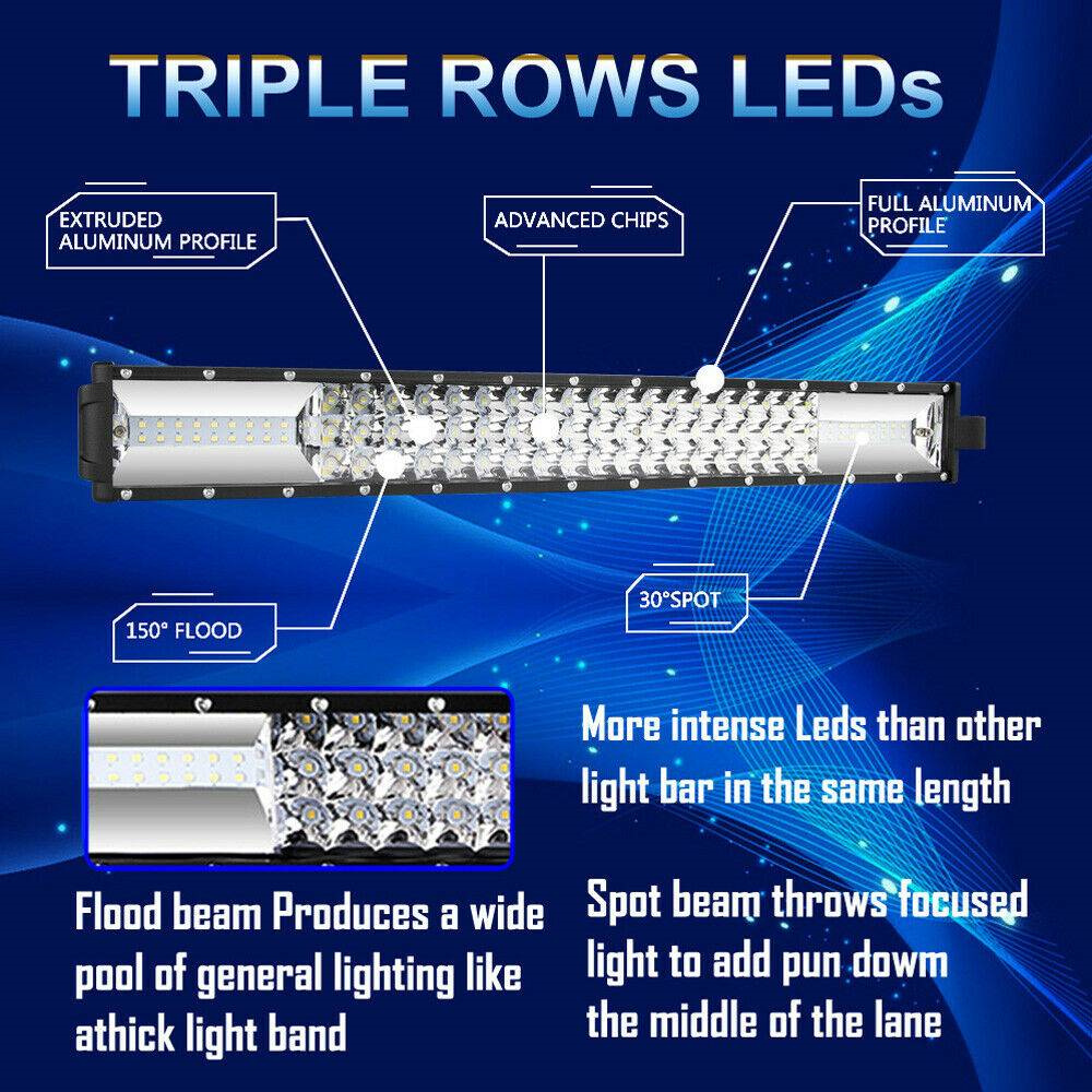 LED 54/52'' 3750W Work Light Bar Spot Flood Offroad ATV UTE PK 42" 50" 30" 32"