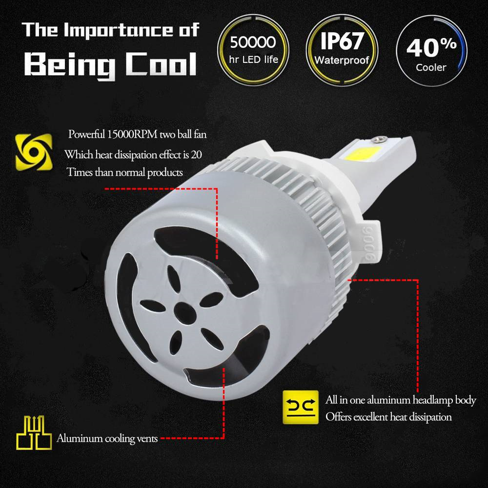 2x H3 3000K Yellow Fog Light LED Headlight Conversion Kit High Low Beam Bulbs