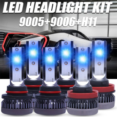 9005 9006 H11 Combo COB LED Headlight Fog Lamp Bulbs 6000K White High Low Beam