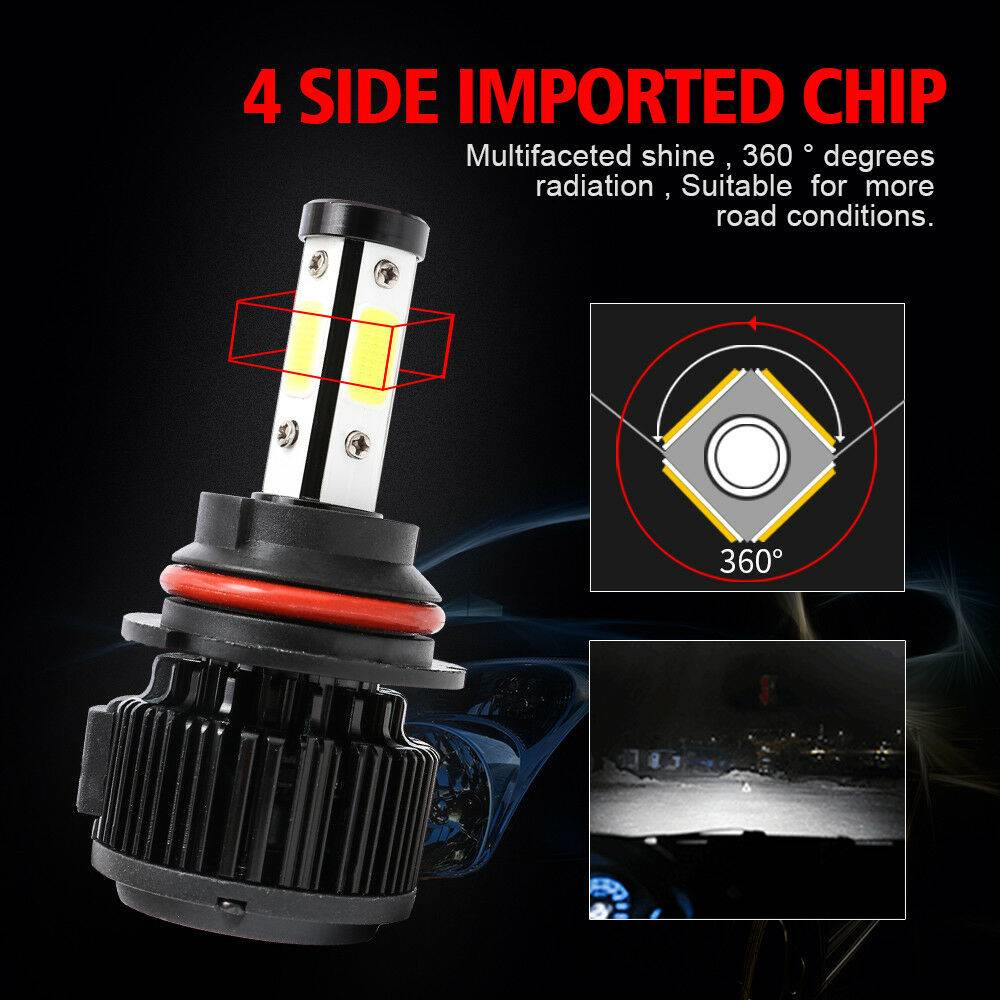 4Side 9007 HB5 LED Headlight Bulb High Low Beam Canbus Error 6000K 32000LM