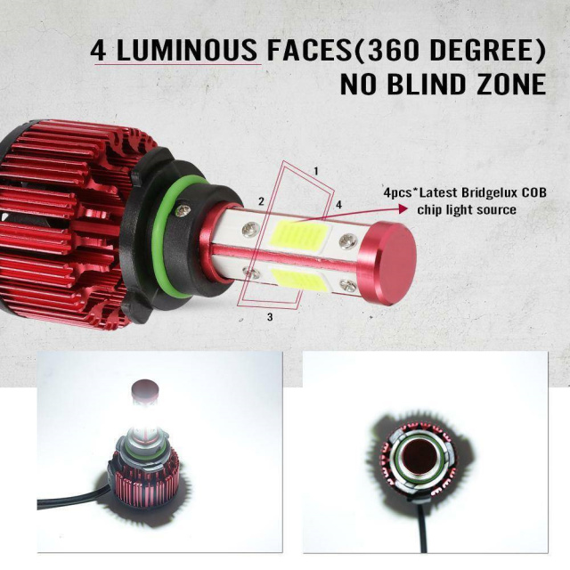 2 PCS 9006 LED Headlight Bulb COB Lntegrated LED Car Headlights Pure White