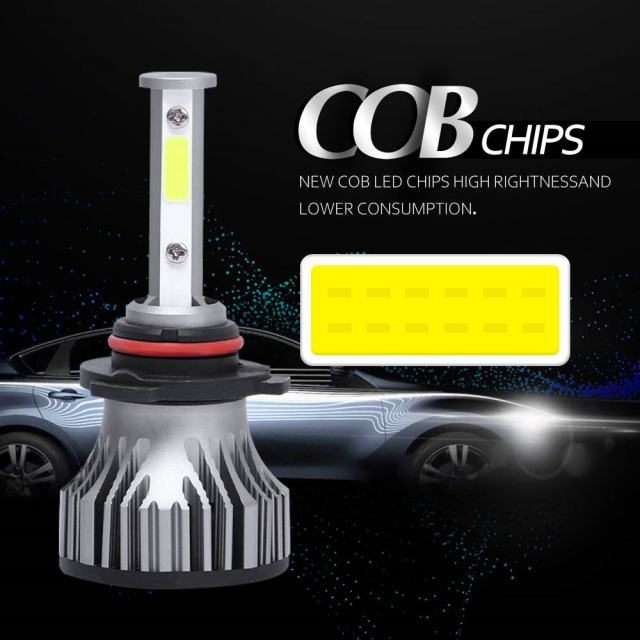 2pcs 4-Sides Singel Beam 9005 LED Headlight Bulbs White