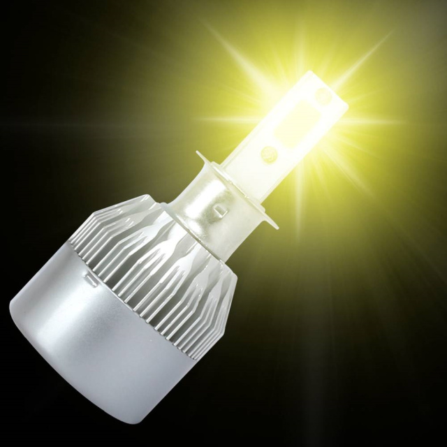2x H3 3000K Yellow Fog Light LED Headlight Conversion Kit High Low Beam Bulbs