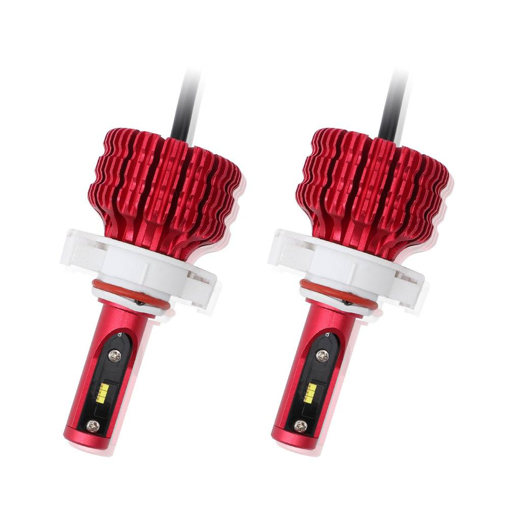 2pcs 5202 H16 9009 CSP LED Headlight Bulbs 6000K White Light Canbus