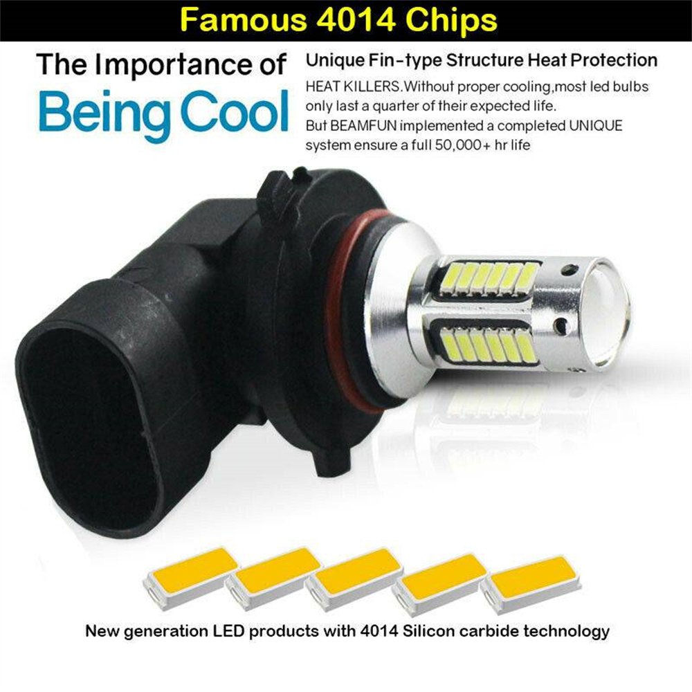 2Pcs 9006 HB4 LED Hedlight Low Beam Fog Light 3000K Golden Yellow High Power