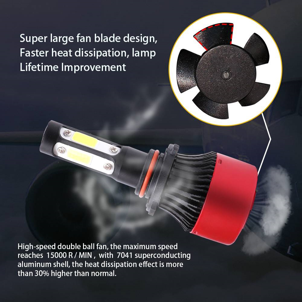 2X 9005 HB3 H10 LED Headlight 72W 16000LM 4-Side Replace Bulbs 6000K White Lamp