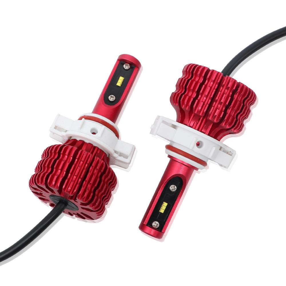 2pcs 5202 H16 9009 CSP LED Headlight Bulbs 6000K White Light Canbus