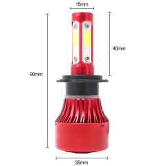 2x 4side H7 LED Headlight Bulbs Conversion Kit 72W 16000LM 6000K Hi/Lo Beam