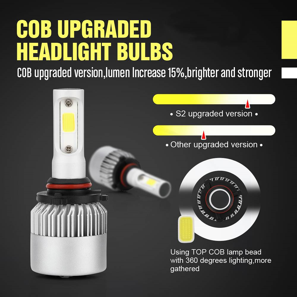 2pcs 9005 LED Headlight Bulb COB Vehicle SUV Truck Headlamp Pure White