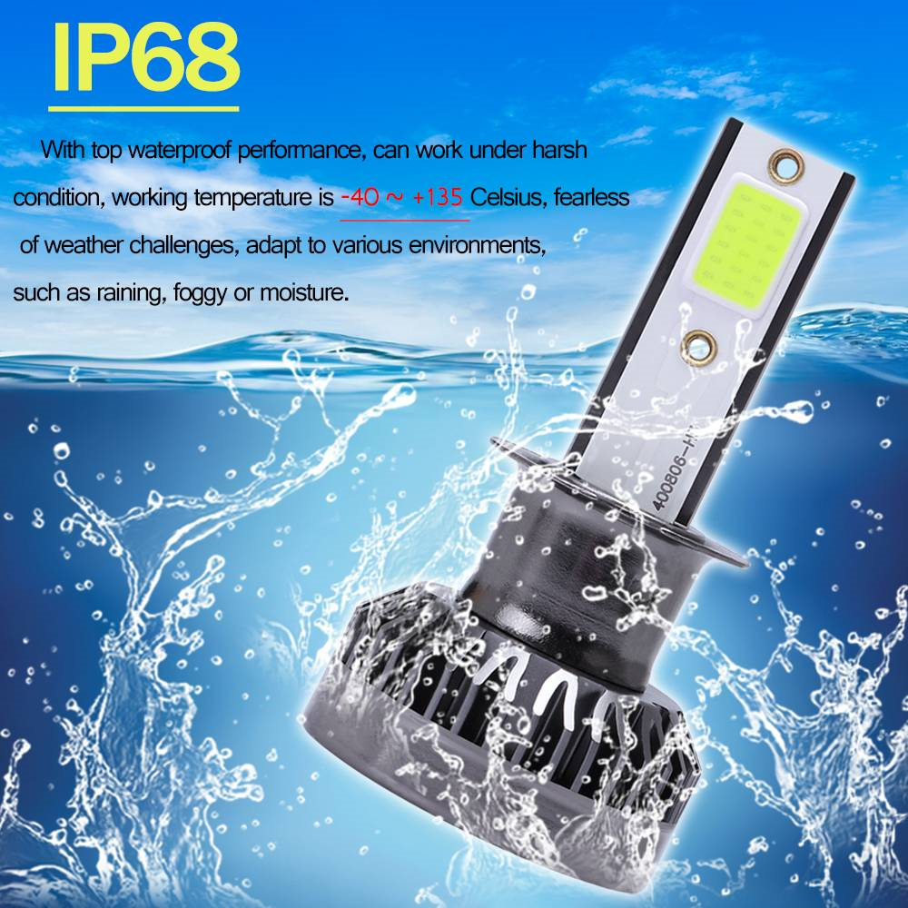 2x 8000K MINI H3 LED Headlight Bulb High Low Beam Lamp COB Front Light 110W