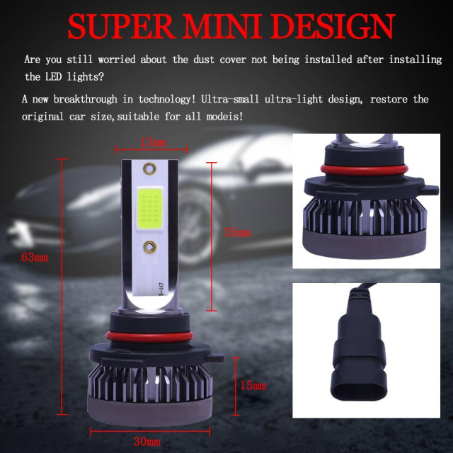 4xMini 9005 +H11 LED Headlight Kit Combo Total 220W 44000LM High Low Beam 8000K