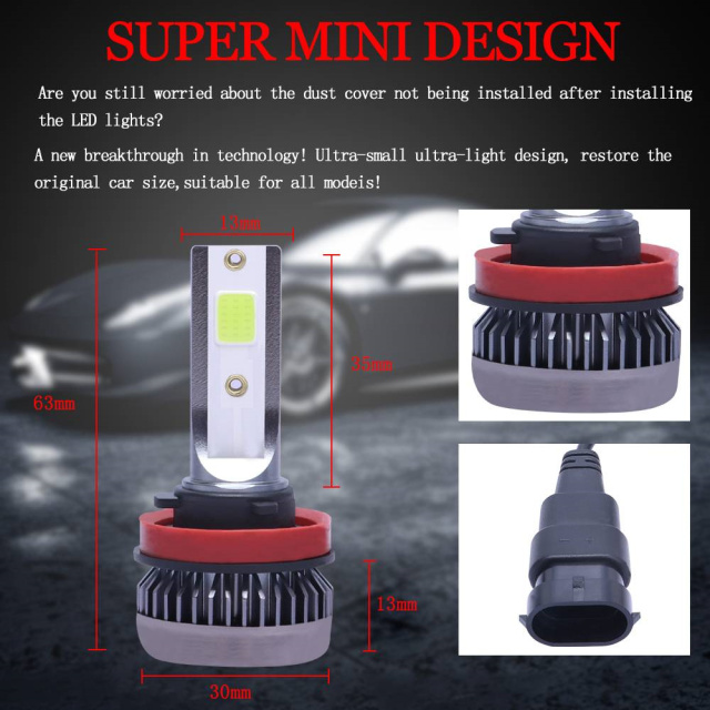 9005 9006 H11 Combo COB LED Headlight Fog Lamp Bulbs 6000K White High Low Beam