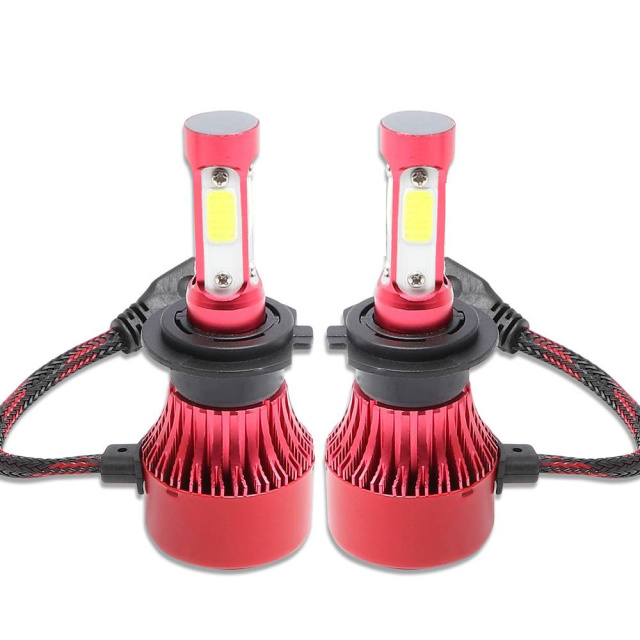 2x 4side H7 LED Headlight Bulbs Conversion Kit 72W 16000LM 6000K Hi/Lo Beam