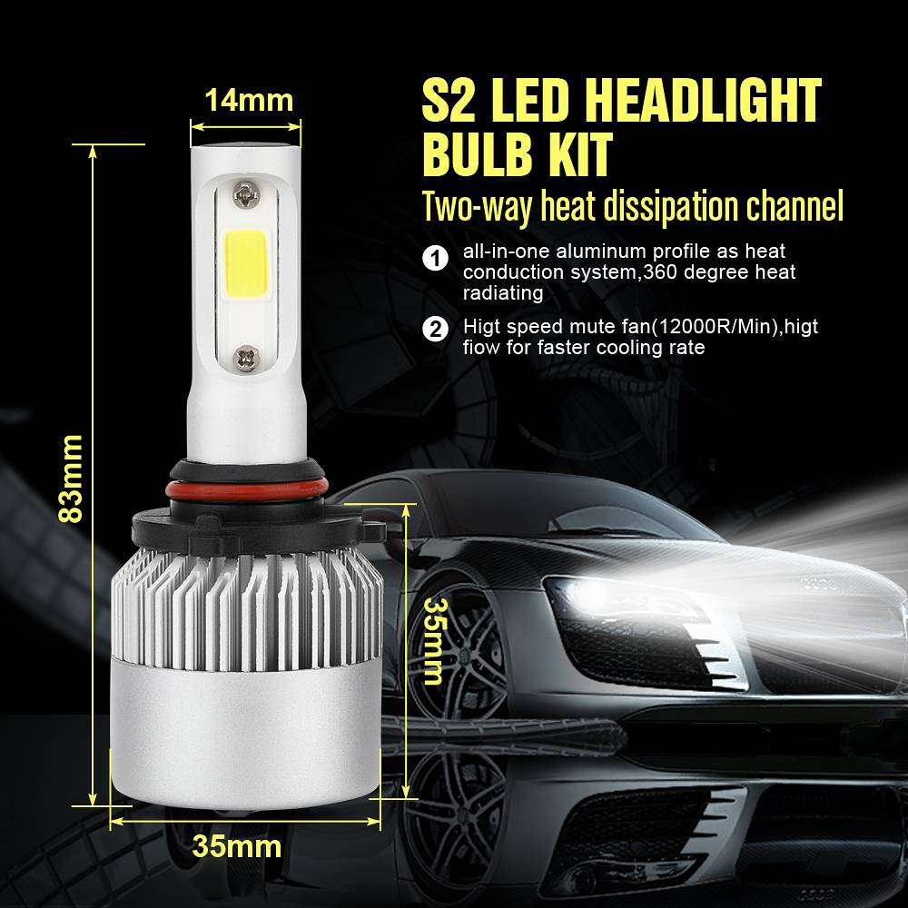 2pcs 9005 LED Headlight Bulb COB Vehicle SUV Truck Headlamp Pure White