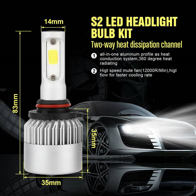 2pcs 9005 LED Headlight Bulb COB Vehicle SUV Truck Headlamp Pure White
