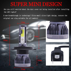 2PCS Mini H4 High Power LED HeadLight Bulbs High Low Beam 6000K