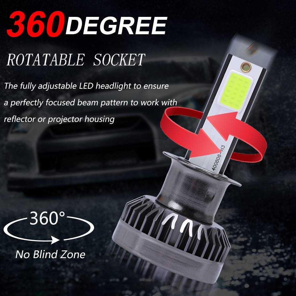 2x 8000K MINI H3 LED Headlight Bulb High Low Beam Lamp COB Front Light 110W