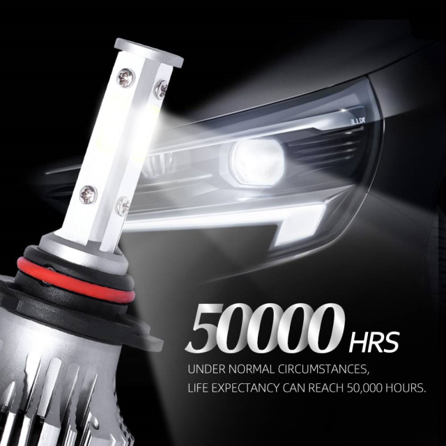 2pcs 4-Sides Singel Beam 9005 LED Headlight Bulbs White