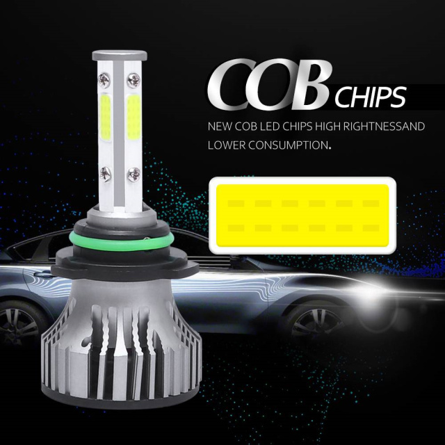 2 PCS LED Headlight Light Bulb 4 Side 9006 Low Beam Led Car Headlight White