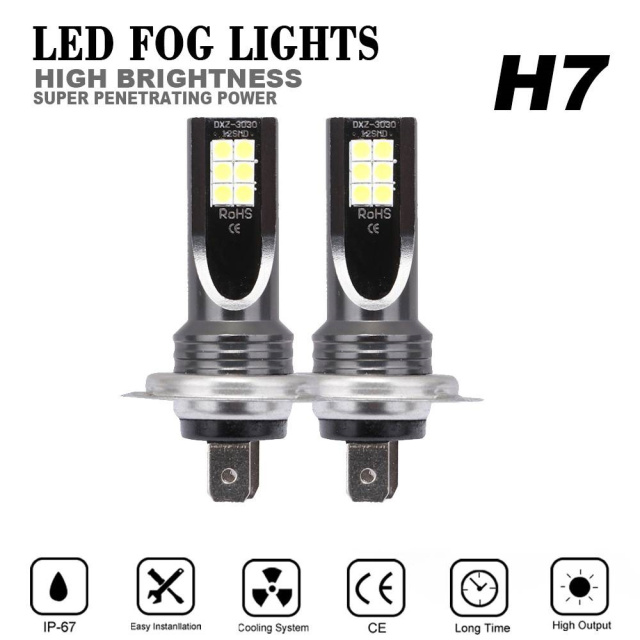 2x H7 108W LED Fog Light Kit Bulbs Car Driving Lamp DRL 6500K HID White 20000LM
