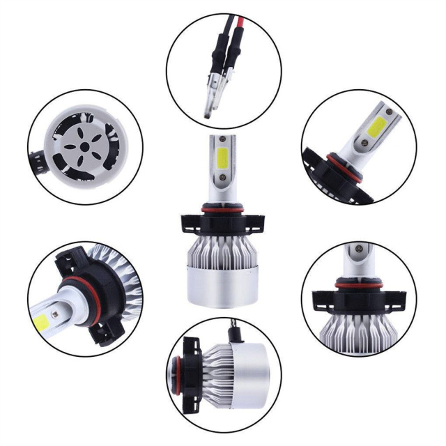 2x 5202/H16/9009 100W COB LED Headlight Bulbs High Low Beam Fog Light White