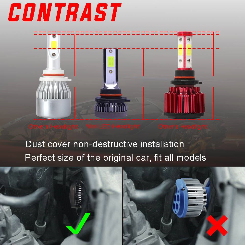 9005 9006 H11 Combo COB LED Headlight Fog Lamp Bulbs 6000K White High Low Beam