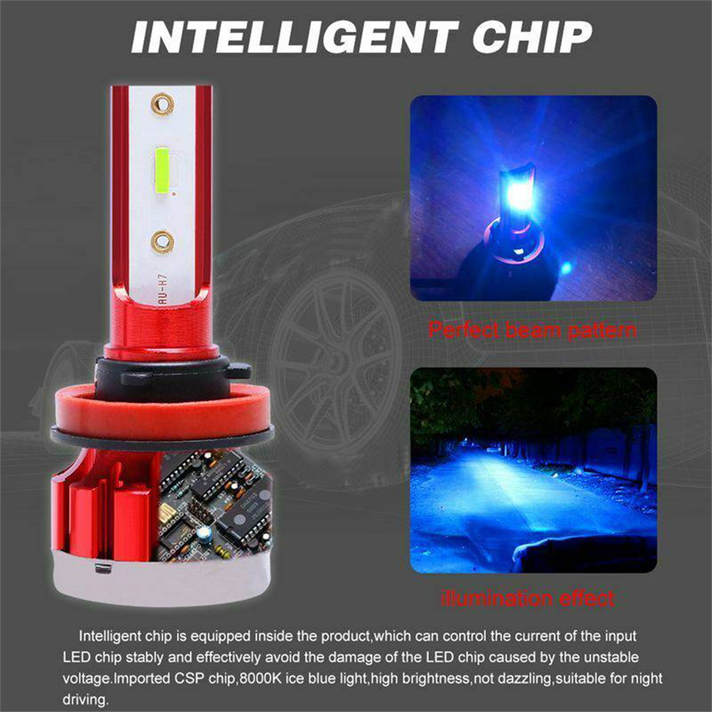 2 x H11 H8 H9 CSP LED Headlight Bulb Fog Light 8000K