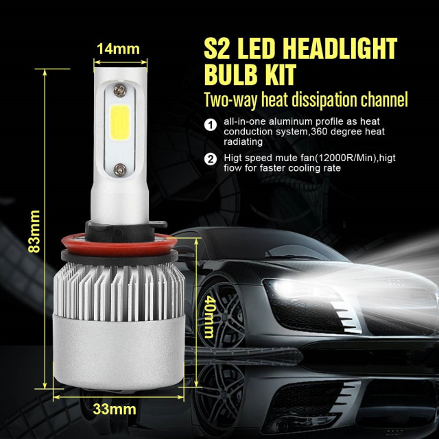 H11/H9/H8 LED Headlight Bulb COB Vehicle SUV Truck Headlamp 72W 8000LM 12v