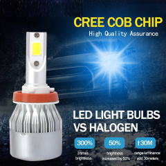 2x H11 H8 H9 LED Headlight Bulb 100W 20000LM High/Low Beam 8000K Ice Blue