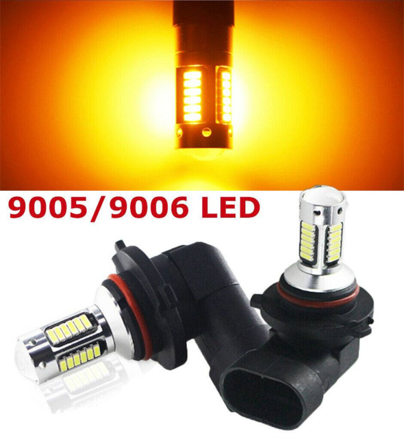 2Pcs 9006 HB4 LED Hedlight Low Beam Fog Light 3000K Golden Yellow High Power