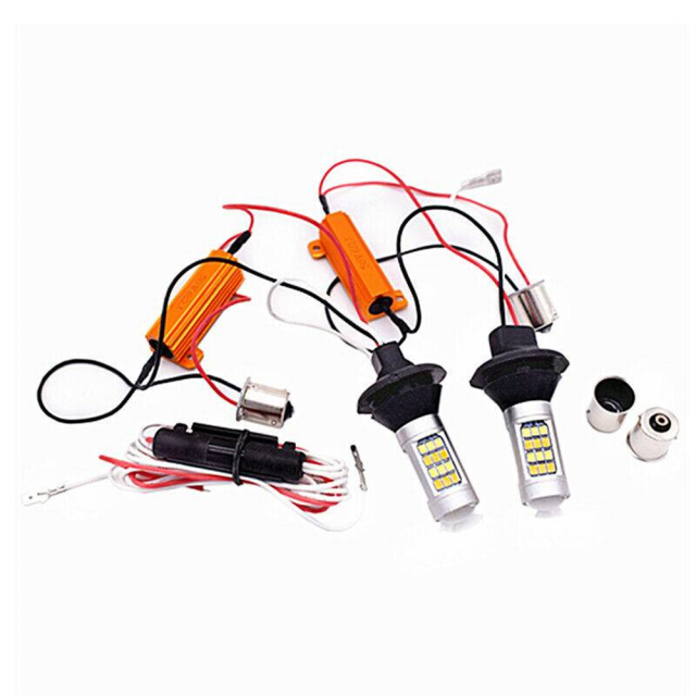 Ba15s Dual Color 7444 7443 LED Turn Signal Light Bulbs Parking DRL Switchba Kit