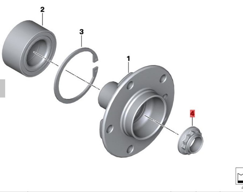 OE:33411132565  M24X1.5 flanged nut  Suitable for BMW Brilliance 3 Series (E46) 325i04 2003-2004.