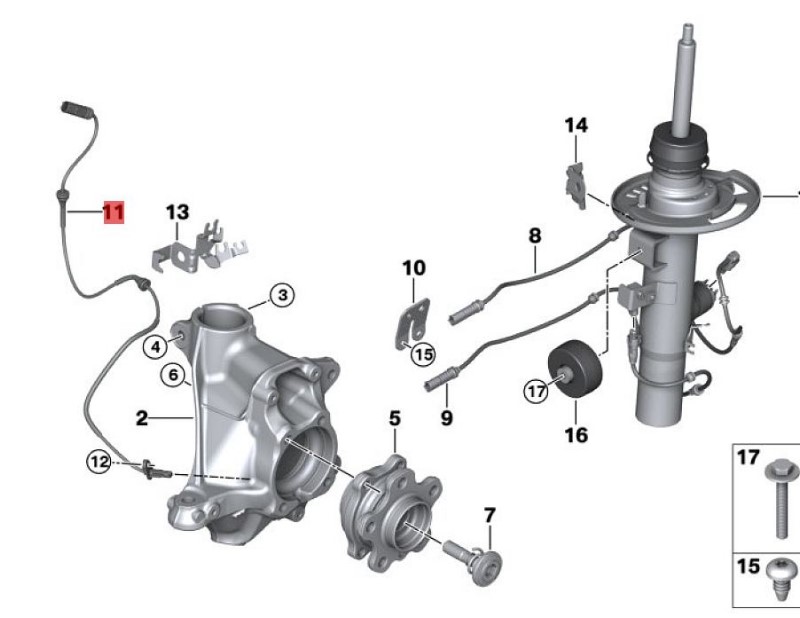 OE:34526895657  Wheel speed sensor Suitable for BMW Brilliance iX3 (G08) leading 20 models 2020-2021.