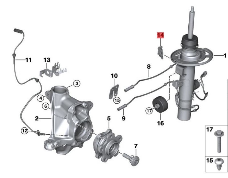 OE:34306872059  Front left brake hose bracket Suitable for BMW Brilliance iX3 (G08) 2020-2021 models.