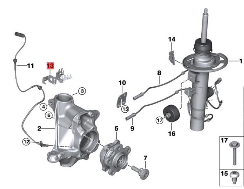 OE:34526880721  Left wheel speed sensor bracket Suitable for BMW Brilliance iX3 (G08) 2020-2021 models.